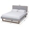 Baxton Studio Sofia Light Grey Upholstered and Walnut Wood Queen Size Platform Bed 167-9417-9441 - alternate 7